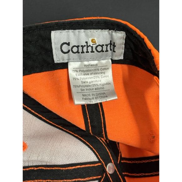 Carhartt FLUORESCENT ORANGE CANVAS Ball Cap: Adjustable One Size Hat - Picture 8 of 10